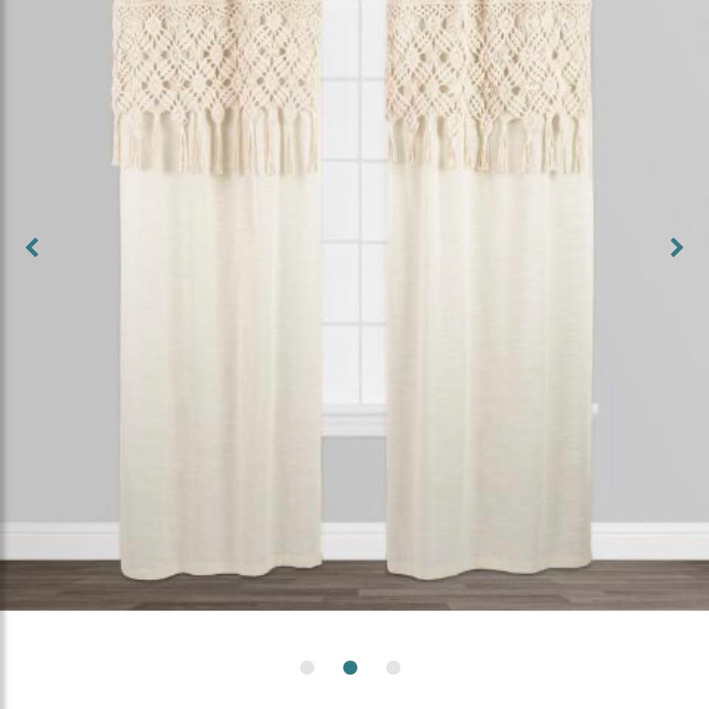 World Market Macrame (2) 84 inch L x 36 inch w curtain set ivory
